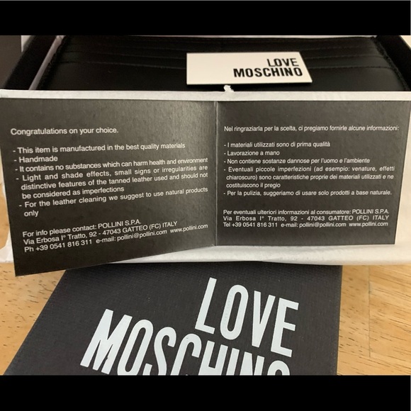 ๐ NWT Love Moschino Authentic Metallic Hearts Wallet Black And Silver - Picture 14 of 15